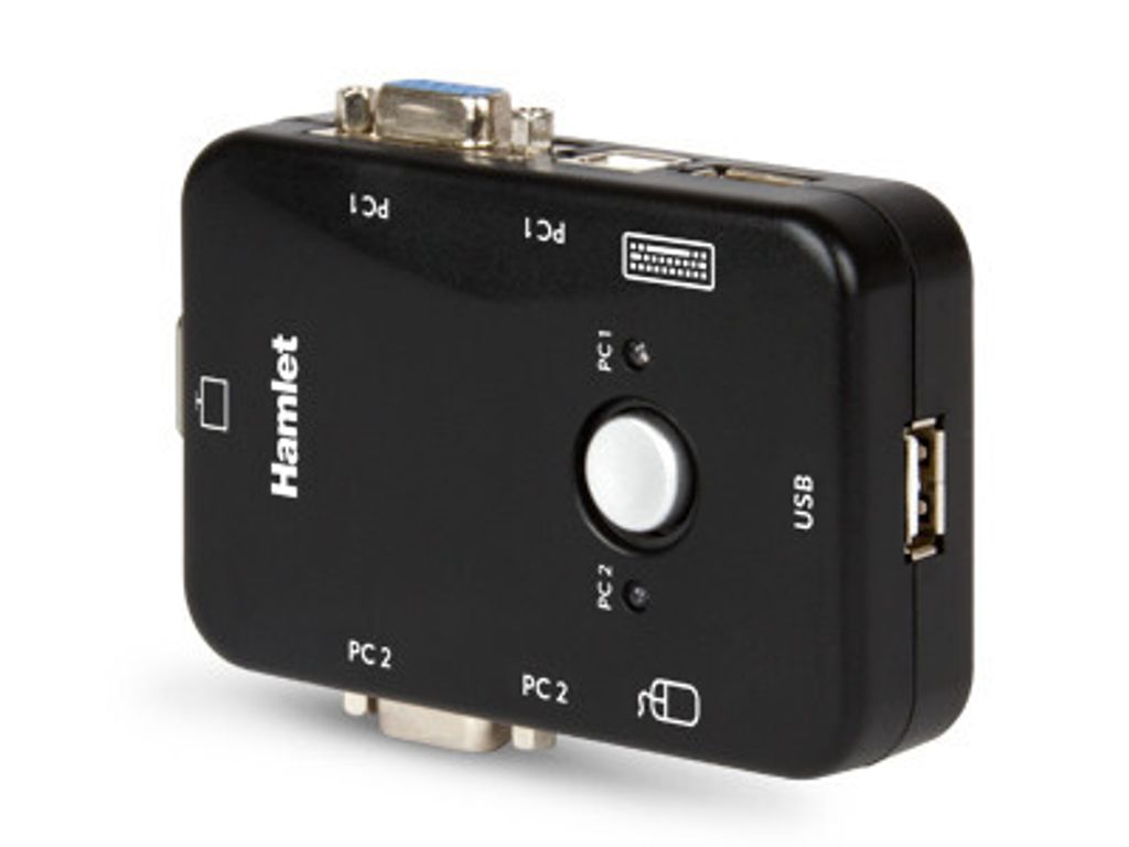 Hamlet HNKVM3U Umschalter KVM 3 Ports USB für 2 Computer VGA Nero