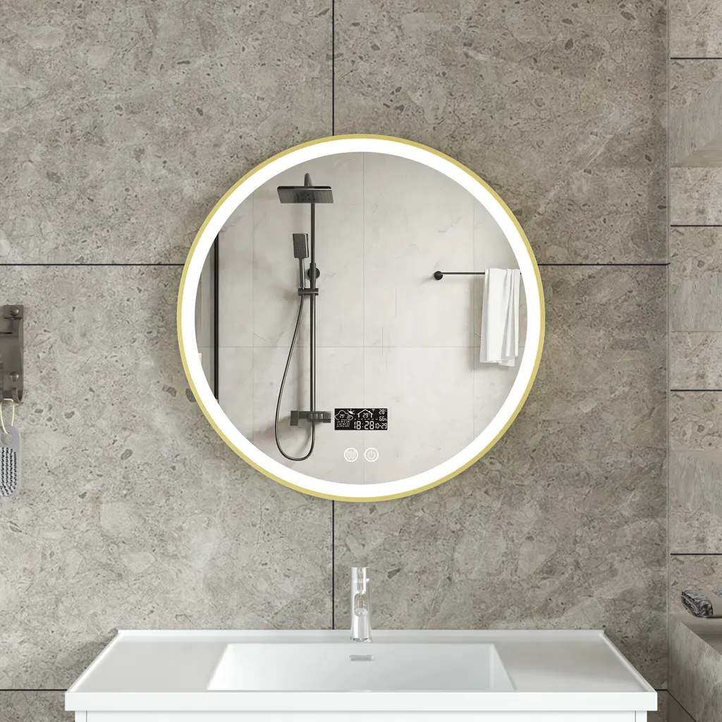 Specchio Bagno Tondo Oro 60cm | WiFi LED 30W Antiappannamento