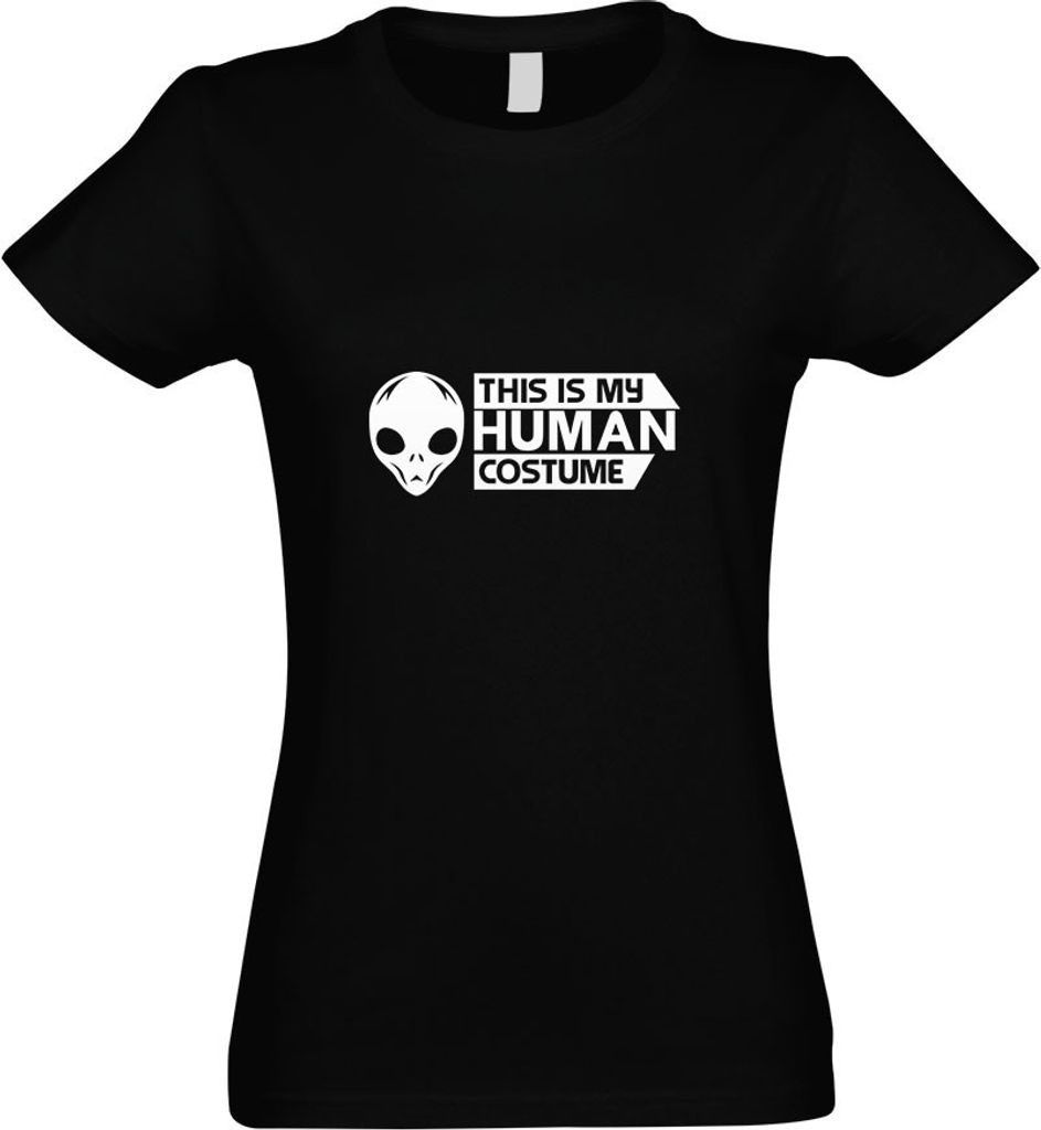 Kiwistar - T-Shirt tailliert - Damen - schwarz - This is My Human Costume - mit Motiv Bedruckt - Funshirt Design - Sport - Freizeit - Damen - S