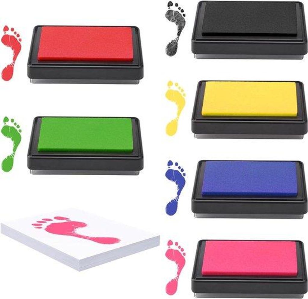 Baby Stempelkussens Set in Verschillende Kleuren - 6 Stuk - Veilig en Herbruikbaar - Makkelijk Afwasbaar - Leichtes Spielzeug für Kleinkinder