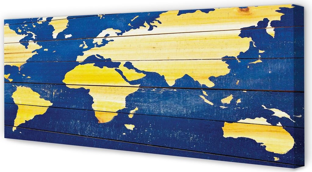Leinwandbild 125x50 Wandkunst Karte auf blaue Brettern