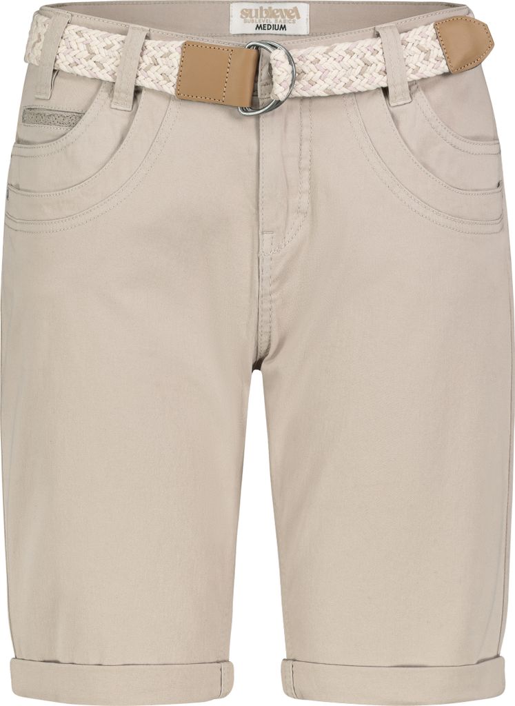 Sublevel Stretch Twill Bermuda Shorts mit Gürtel und Spitze Größe: XS