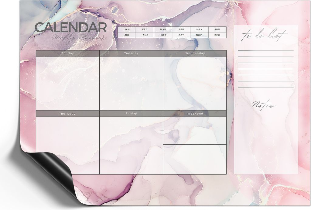 DEQORI Magnetmatte Universal 59x42 cm (A2) 'W-Planer 2 Pastell (EN)' Magnetfolie Kalender Planer