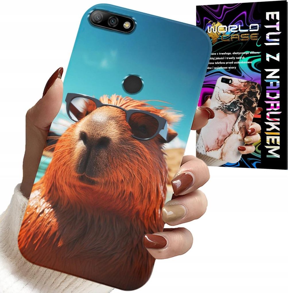 Hülle Für Huawei Y7 2018 - Süsses Wasserschwein, Wasserschwein Hülle + Glas