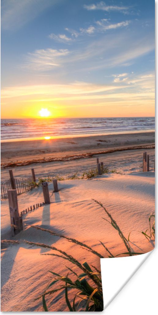 MuchoWow Poster Strand - Meer - Düne - Sonnenuntergang - Landschaft 60x120 cm - Wandschmuck