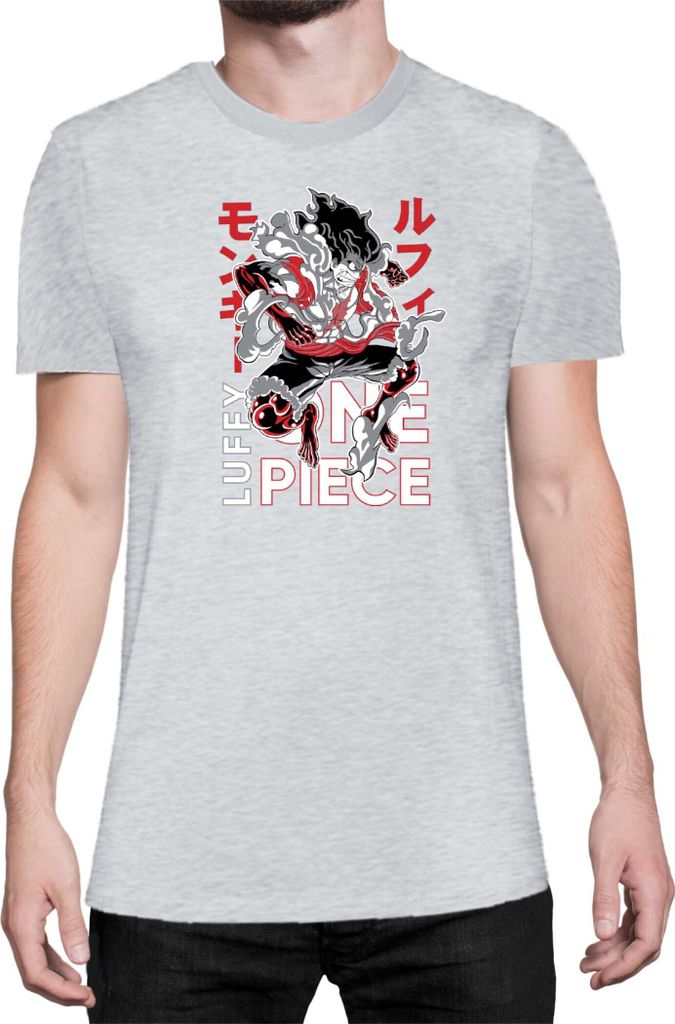 Herren T-Shirt Japan Anime Manga One Manga Piece Anime Luffy 02 Luffy Dance, Man 2XL / Grau