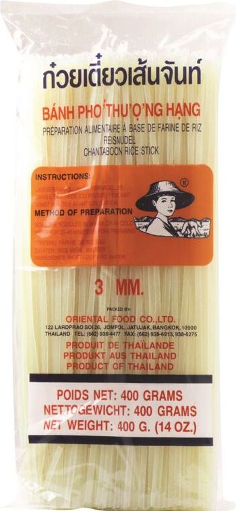 FARMER 3mm Reisnudeln 400g, Straight, Banh Pho | Bandnudeln | Rice Noodle