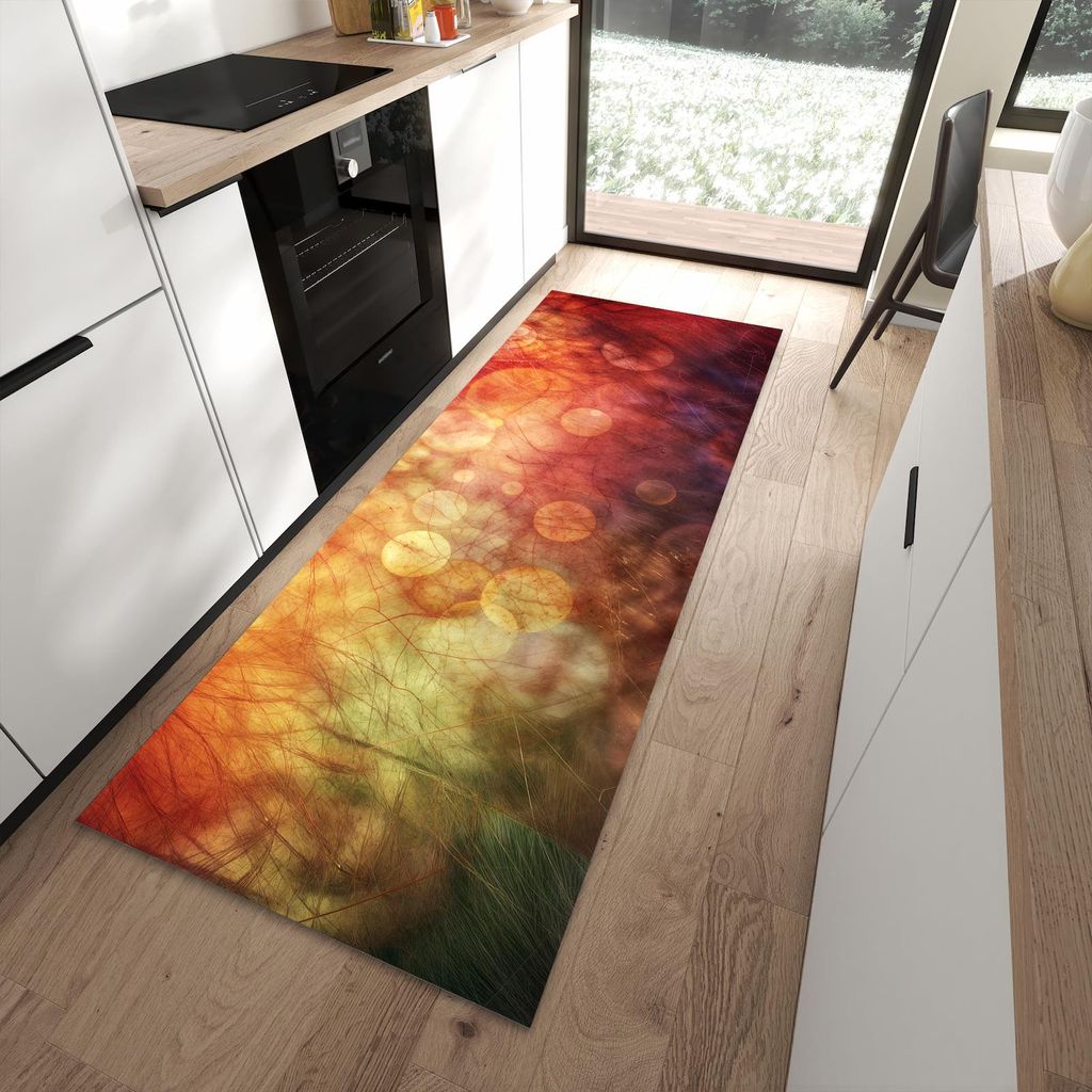 Küchenteppich 90x240cm rutschfest & abwischbar PVC Läufer - Abstrakte Kreise