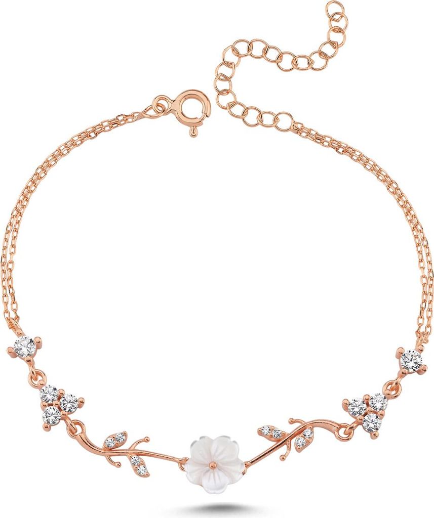925er Silber Armband Rosegold – Elegante Manolienblüte