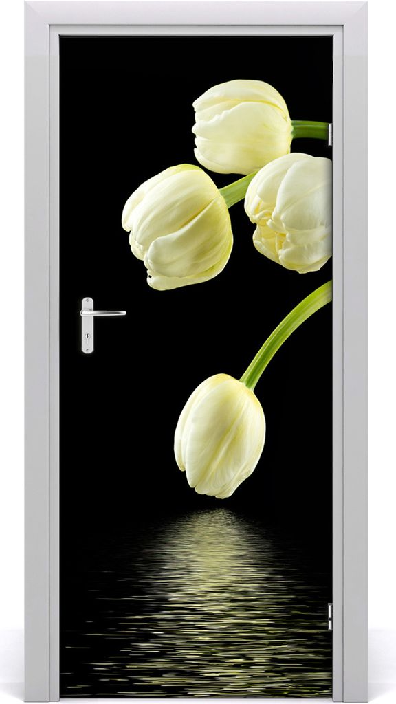 Tulup Türaufkleber 85x205 cm Dekorative Aufkleber Selbstklebend Wasserdichte Tapete Abnehmbar Schlafzimmer Wohnzimmer Wohnkultur - weiße Tulpen