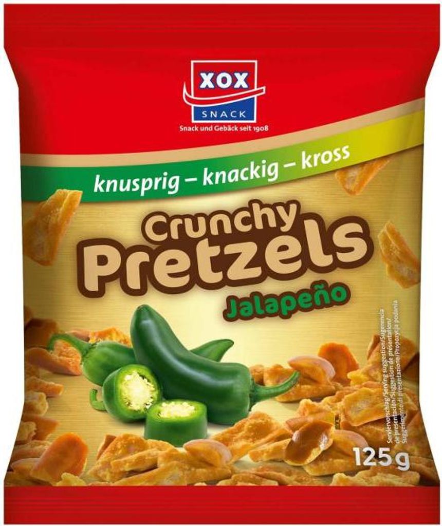 XOX Pretzels Jalapeno pikantní křupavé s mírnou pikantností Obrázek produktu 