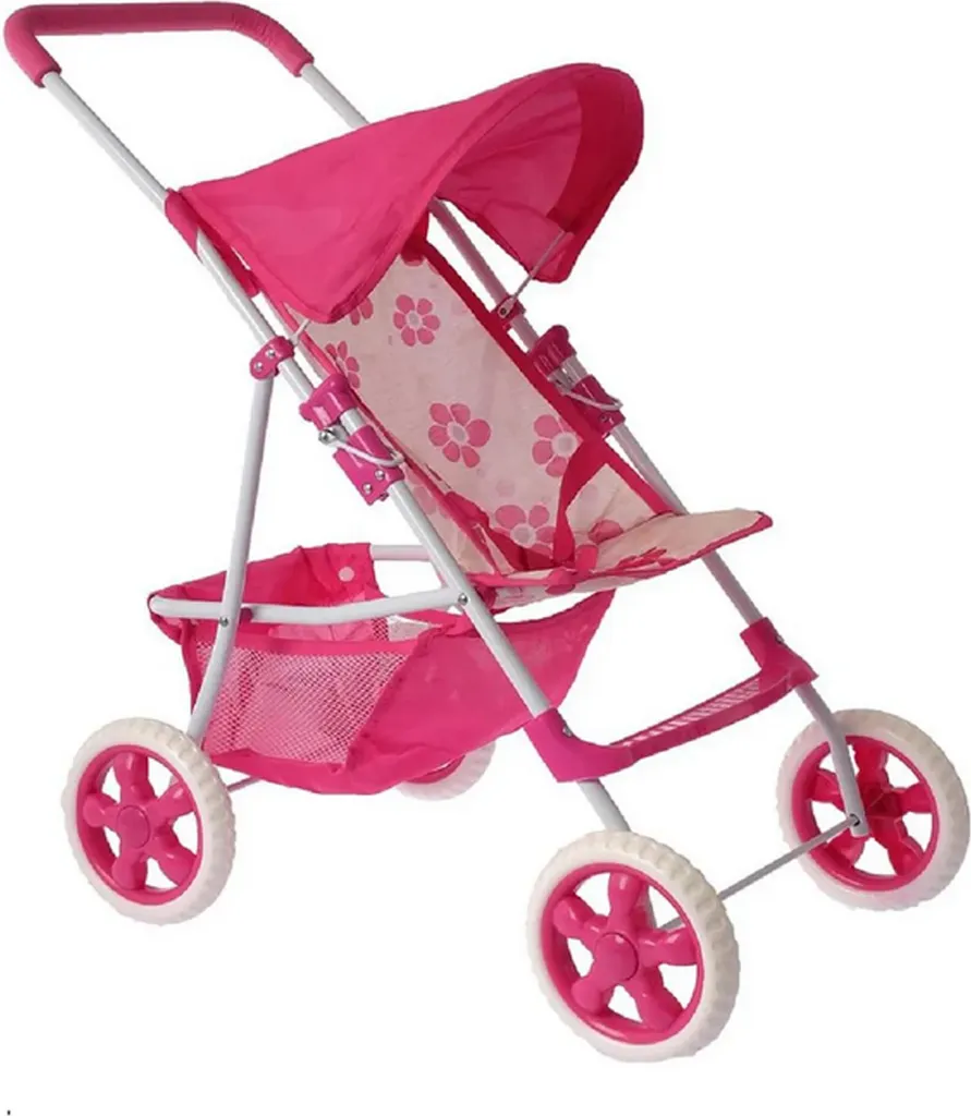 Poussette poupée Woopie Royal fleurs - Jouet robuste et facile à diriger
