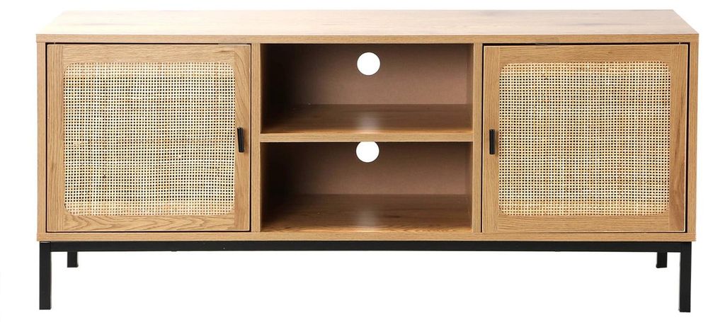 2-drzwiowa szafka pod telewizor z trzciną rattanową i 2 Zdjęcie produktu 