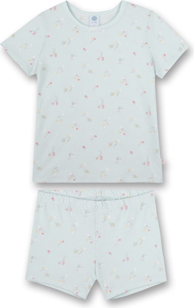 Sanetta Mädchen Schlafanzug kurz Bio Baumwolle hellblau Blume