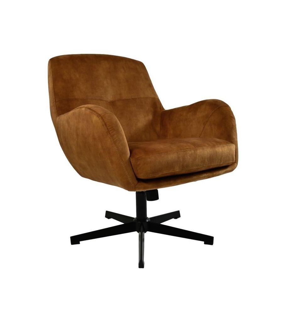 HSM Collection-Drehsessel Cleveland-75x73x88-Gold/Schwarz-Stoff/Metall