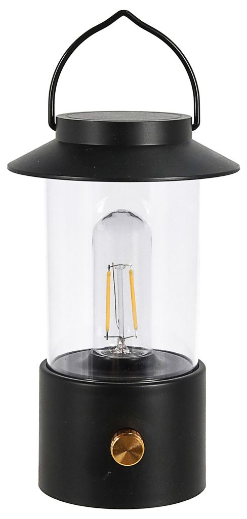 LED Solar Laterne Retro Henkel 12x20cm Kunststoff schwarz Produktbild 