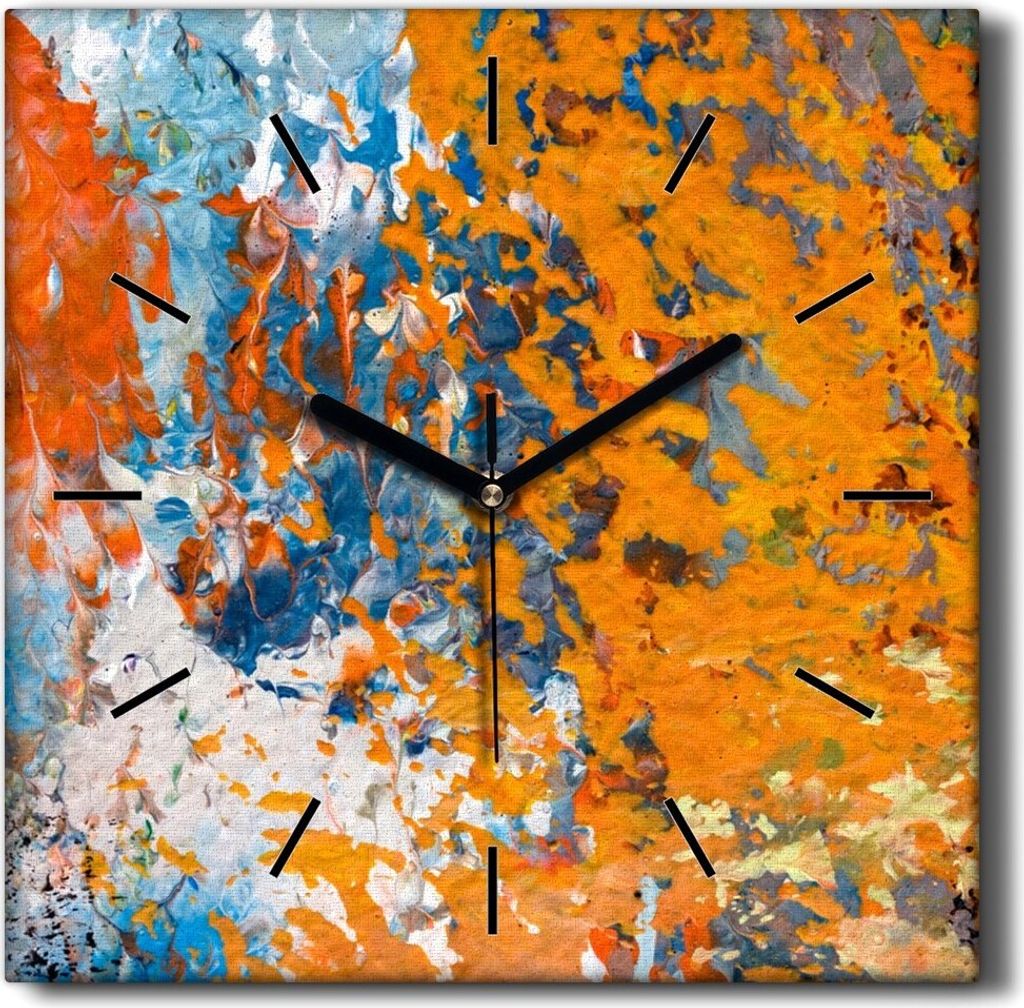Coloray Hodiny Unikátní 30x30 cm Tiché hodiny Pro obývací pokoj a kuchyň Nástěnné hodiny Plátno Černé ručičky hodin - malování