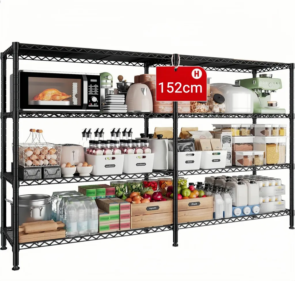 Étagère pivotante réglable en hauteur 4 niveaux acier noir 544 kg