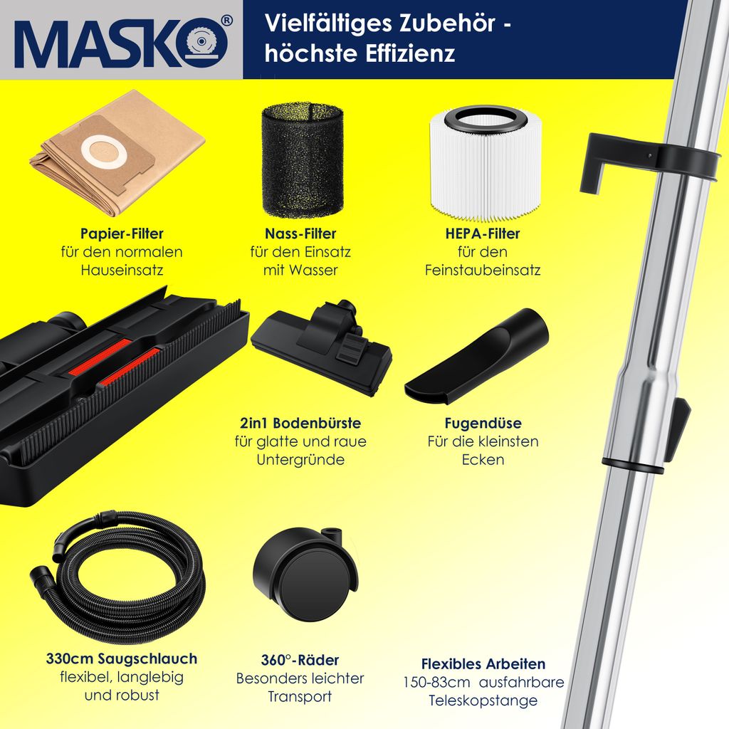 MASKO® Industriestaubsauger Staubsauger Nass Trocken Sauger Produktbild 10