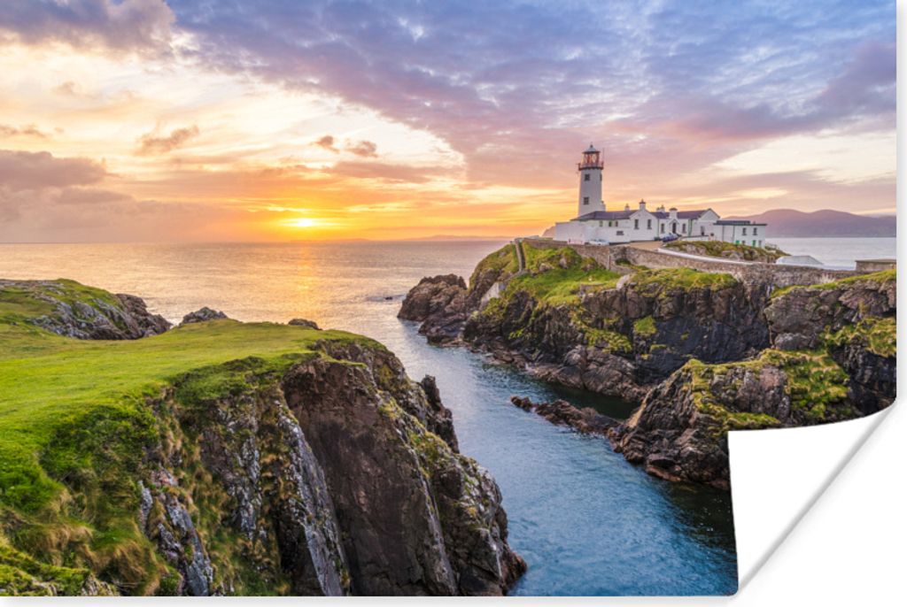 MuchoWow Poster Fanad Head Leuchtturm bei Sonnenuntergang 90x60 cm - Schlafzimmer