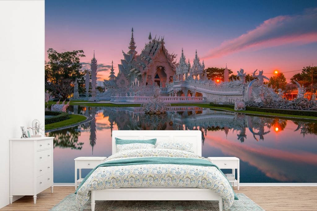 MuchoWow Fototapete für Wohnzimmer oder Schlafzimmer Wandtapete Vinyl Motivtapete Thai-Tempel - 360x240 cm - Vinyl-Tapete