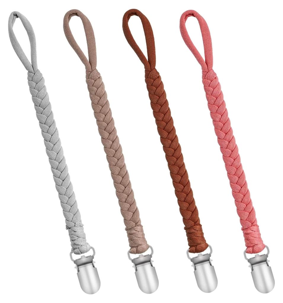 Schnullerkette Clip aus Baumwolle, Schnullerband für Mädchen und Jungen, Clips für Lätzchen, Dreieckstuch, Sauger, Kinderwagen, Babytrage und A...