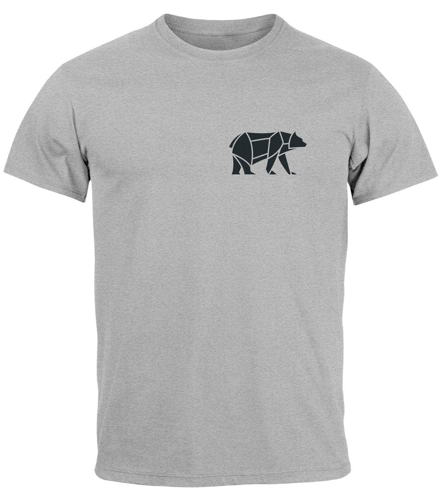 Herren T-Shirt Polygon Design Print Bär Natur Outdoor Fashion Streetstyle Neverless Polygon 1 grau L