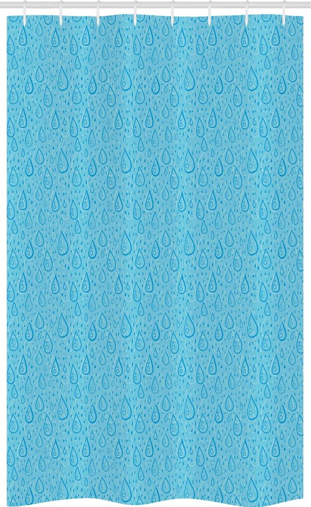 ABAKUHAUS Regen Schmaler Duschvorhang, Beruhigende Aquatic Farben, Badezimmer Deko Set aus Stoff mit Haken, 120 x 180 cm, Azure Blau Hellblau