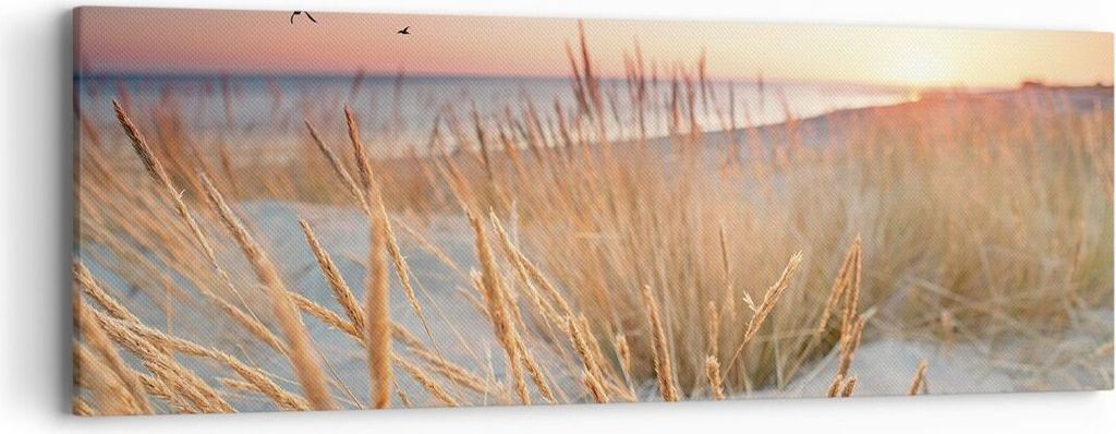 Bild auf Leinwand - Leinwandbild - Einteilig - Sonne Vögel Sand - 90x30cm - Wand Bild - Wanddeko - Wandbilder - Leinwanddruck - Bilder - Wanddekor...
