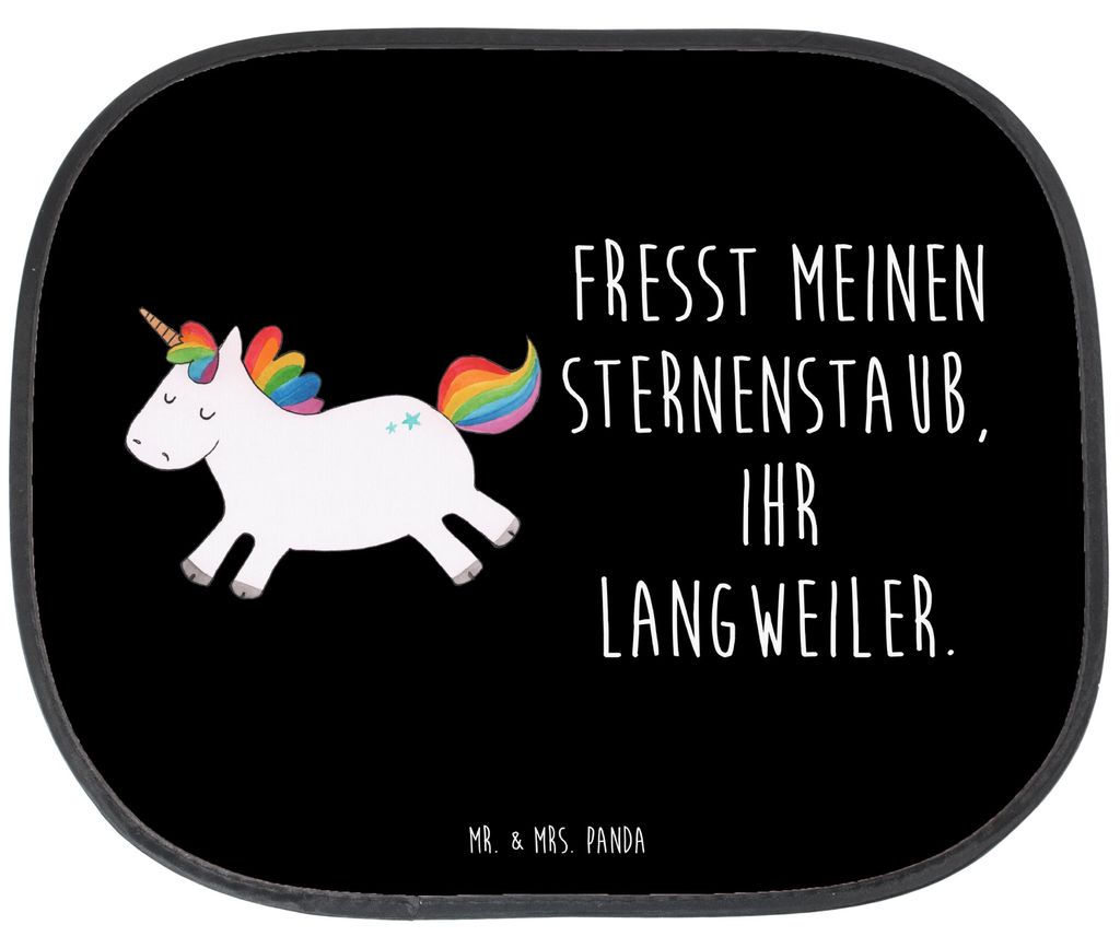 Mr. & Mrs. Panda Sonnenblende Auto Einhorn Happy - Schwarz - Geschenk, Sonnenschutz Fürs, Seitenscheibe, Autoscheiben, Unicorn, Spannend, saugnapf...