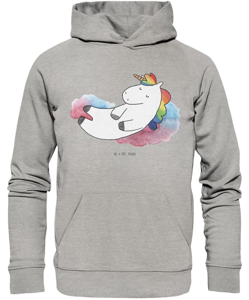 Mr. & Mrs. Panda Kuschelhoodie Einhorn Wolke 7 Größe XS - Heather Grey - Geschenk, Sweatshirt, Menschen, Pullover, Statement-Hoodie, Hoodie, Kapu...
