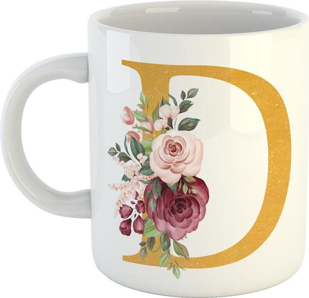 Huuraa Kaffeetasse Buchstabe D Geschenk Tasse Weiß 330ml Buchstabe D Präsent