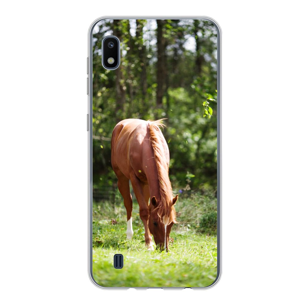 MuchoWow Handyhülle Schutzhülle Hülle für Samsung Galaxy A10 Pferd - Blumen - Licht Silikon Softcase Handy Hülle - Schutzhülle