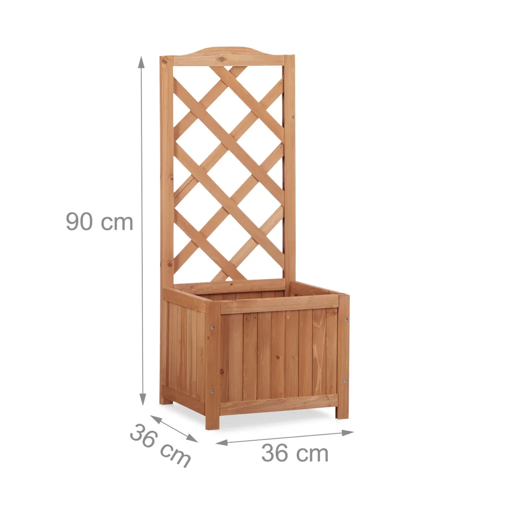 Bac à fleurs avec support grimpant en bois résistant - Modèle modulable - 4