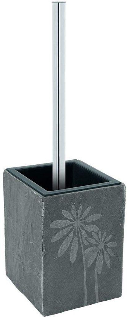 Toilettwergset aus echtem Naturstein mit Blumenmuster - Toilettenbürste