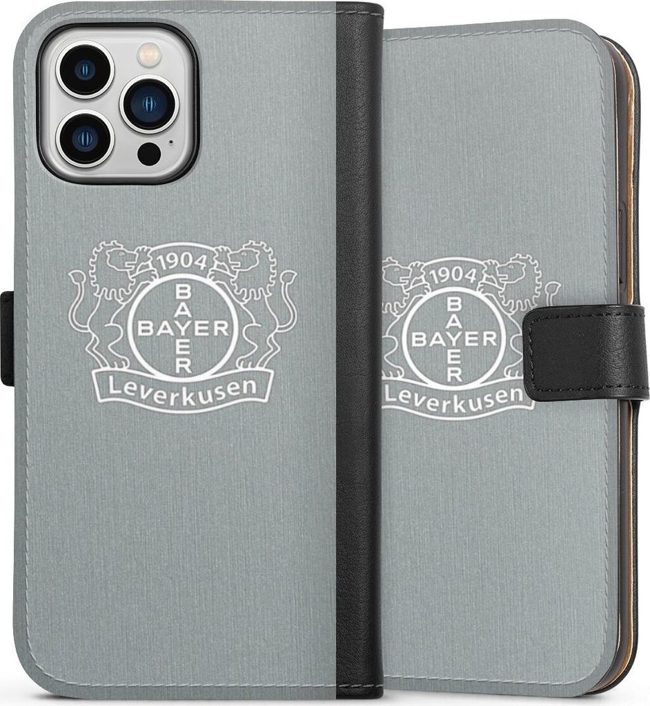 DeinDesign Klapphülle für Apple iPhone 13 Pro Max Handytasche Lederhülle Tasche Bayer 04 Leverkusen Offizielles Lizenzprodukt Wappen