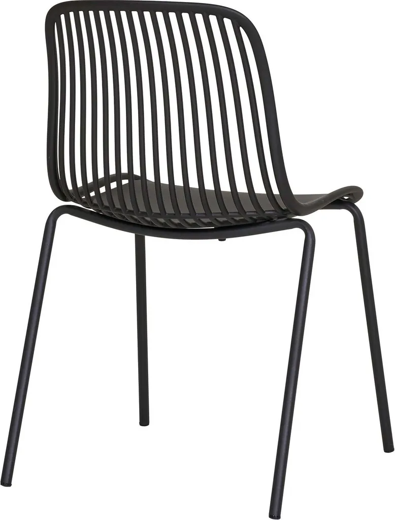 Chaise de jardin noire Branson empilable et résistante aux intempéries