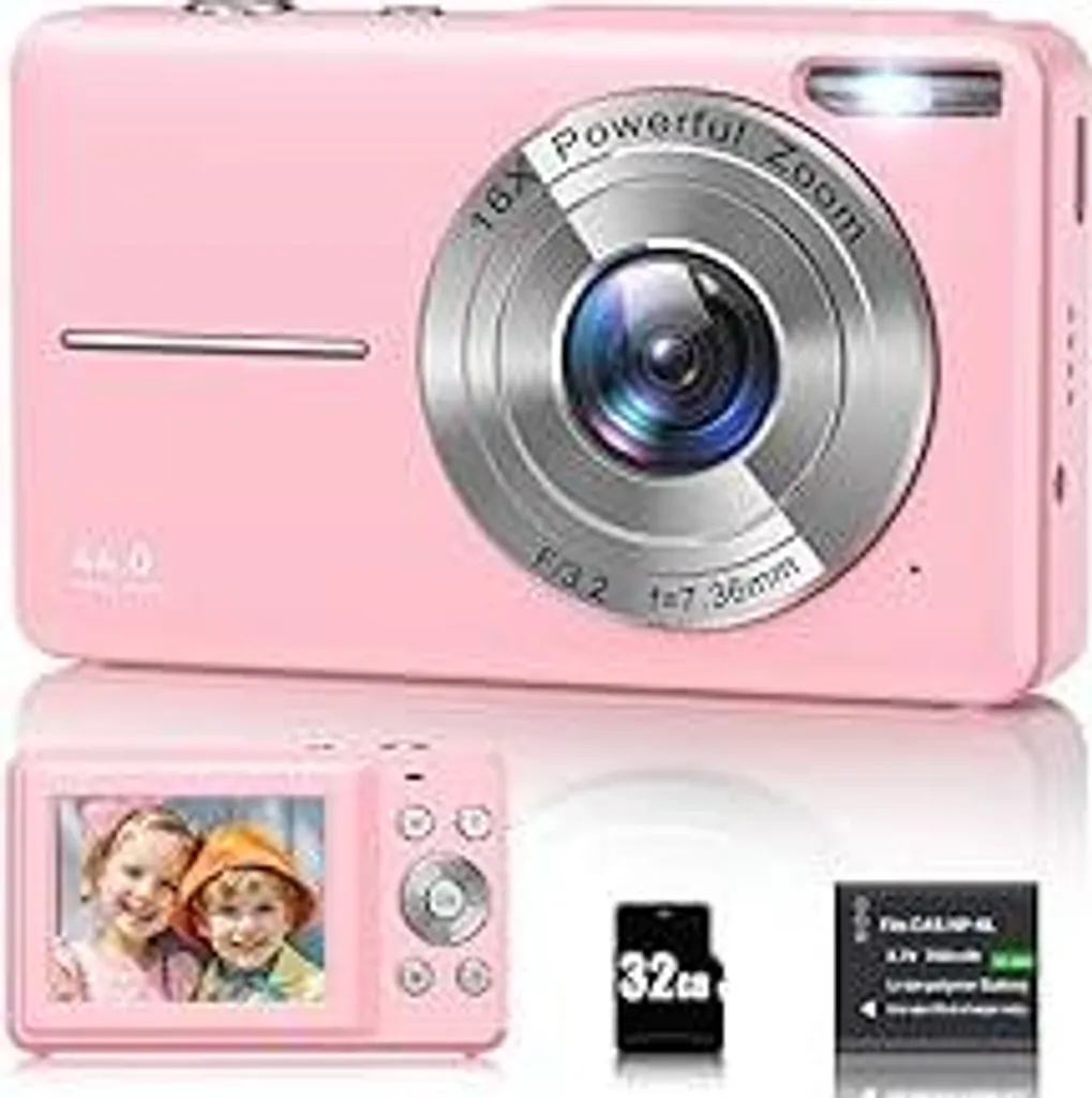 Macchina Fotografica Compatta 44MP 1080P Rosa | Regalo Principianti