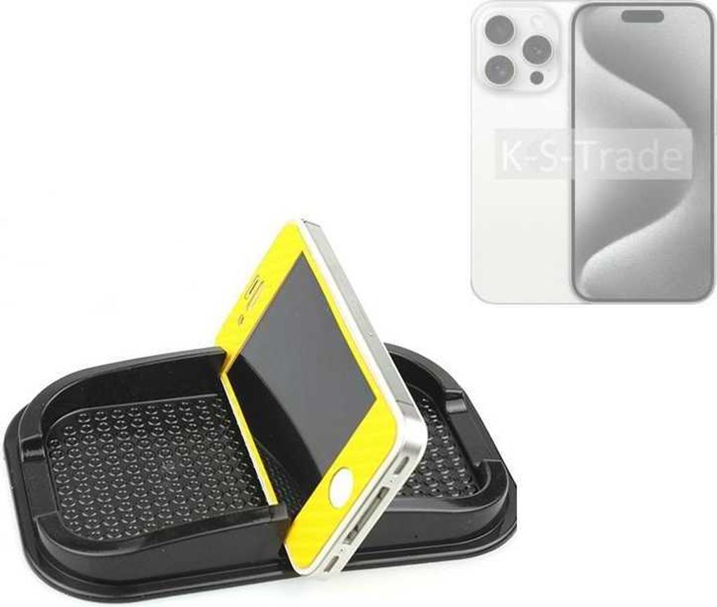 K-S-Trade Auto Anti Rutsch Matte Smartphone-Halter kompatibel mit Apple iPhone 15 Pro Haft Pad Armaturenbrett Handy-Halterung Silikon