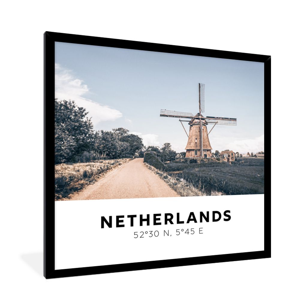 MuchoWow® Gerahmtes Poster Niederlande - Mühle - Natur Produktbild 
