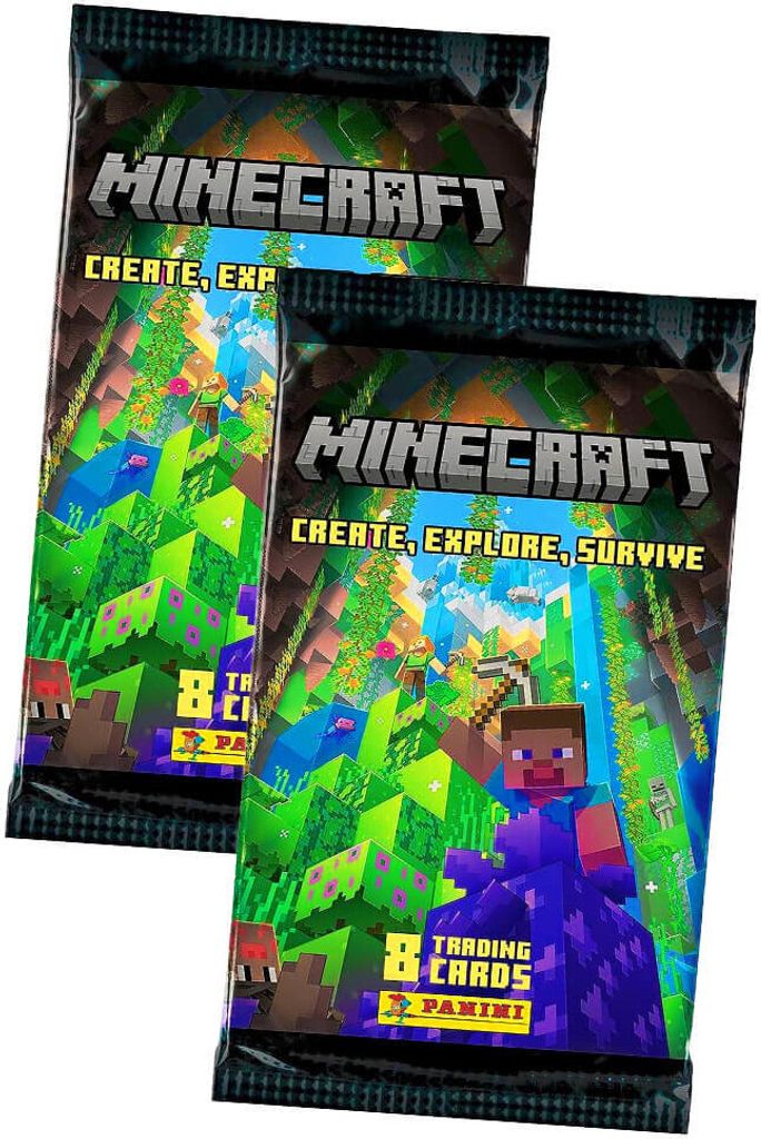 Panini Minecraft 3 Karten - Create Explore Survive Trading Cards (2023) - 2 Booster Sammelkarten