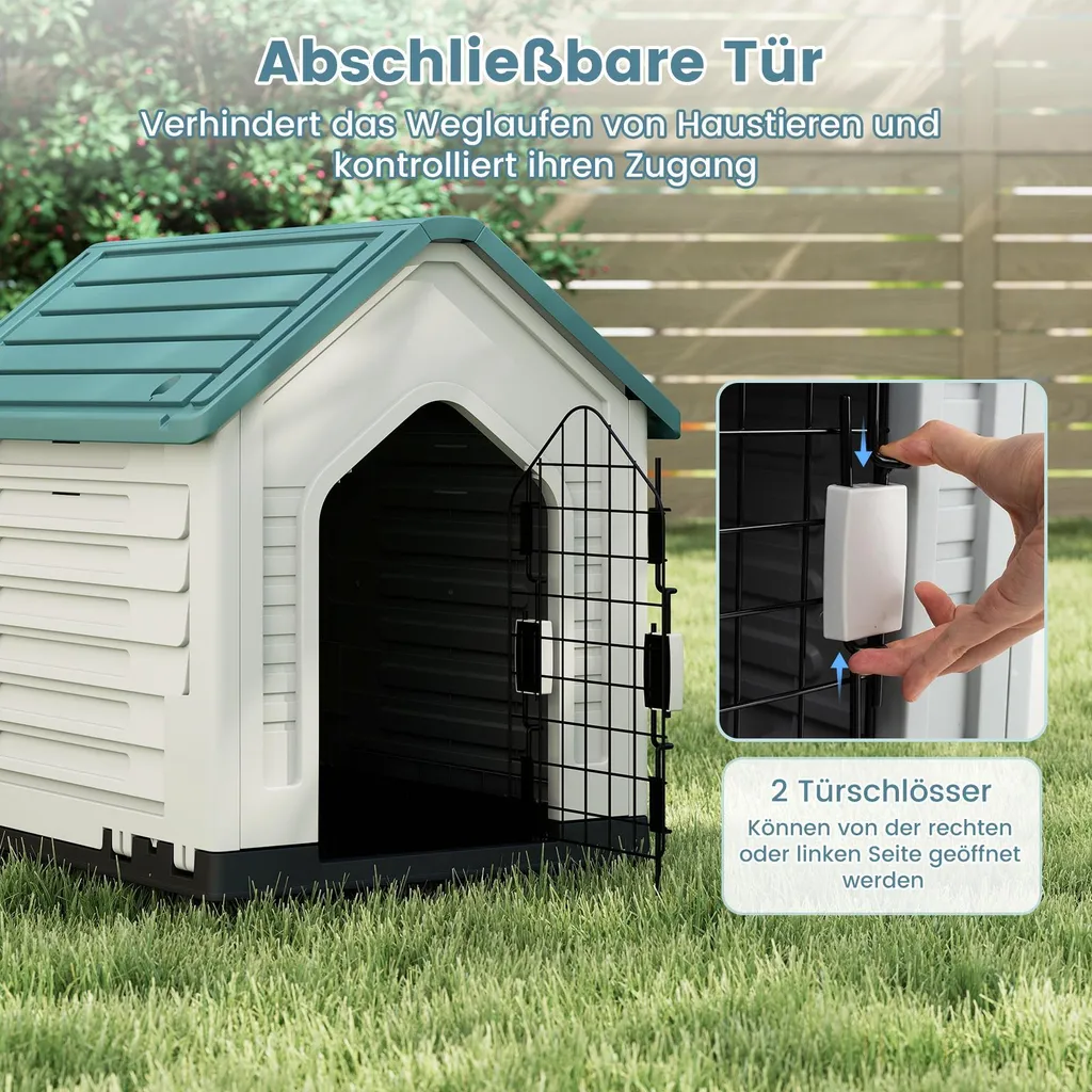 COSTWAY Casetta Cani Intemperie | Cuccia Esterno Ventilata Porta Ferro - 7