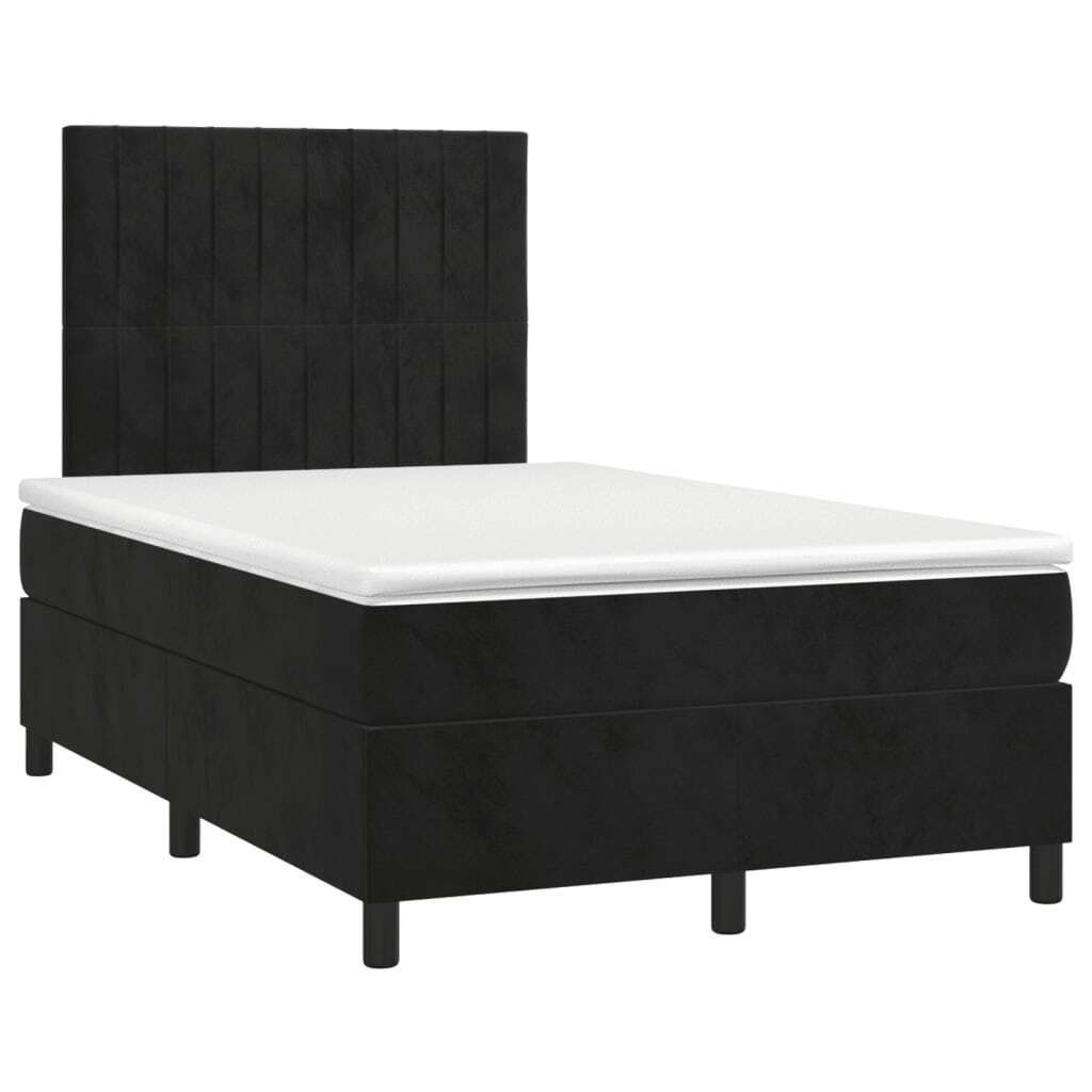 Design Boxspringbett mit Matratze & LED Schwarz 120x190 cm Samt, Klassische Betten 2024 Neu
