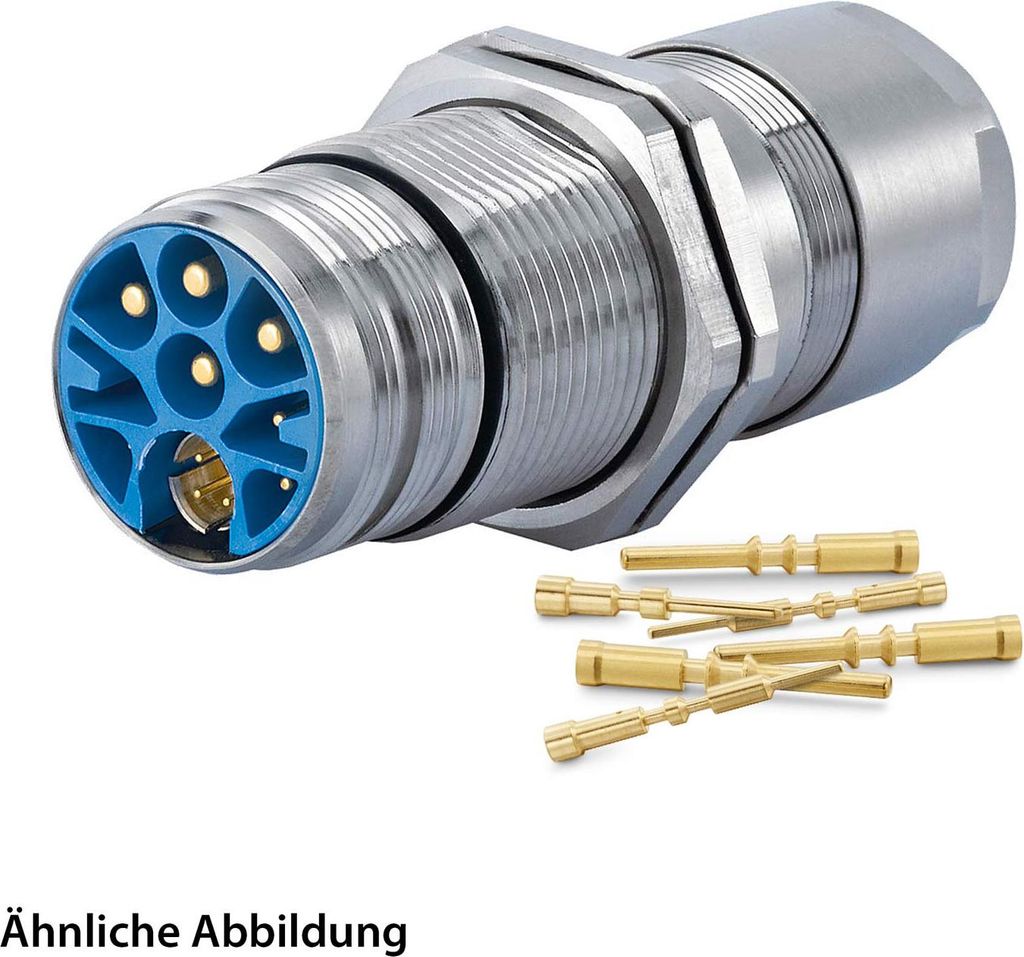 HUMMEL SET inkl. Kontakte M23 Hybrid Wanddurchführung Kupplung, Crimpein. gerade Polzahl 3+4+4+PE, Stift mit