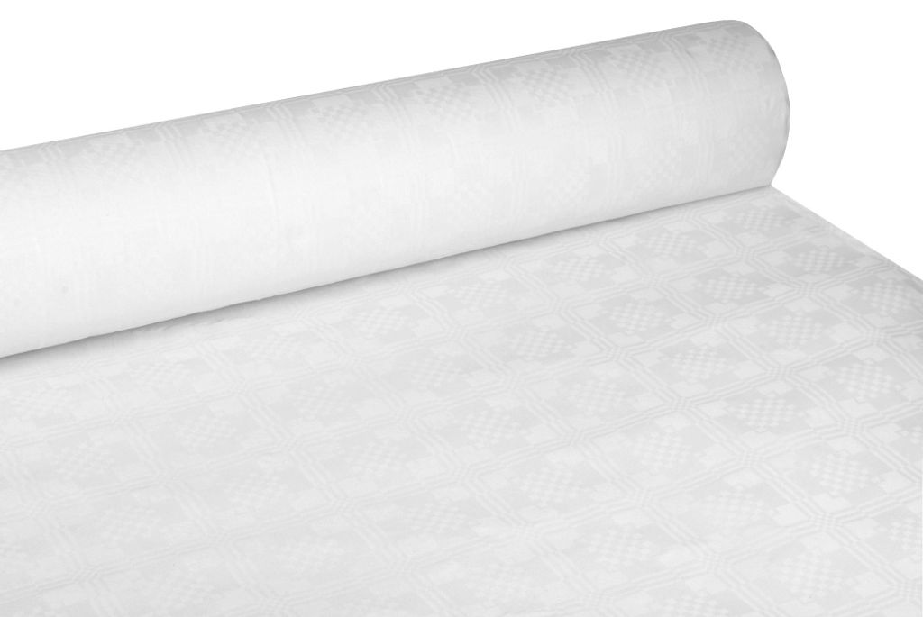 Papírový ubrus s damaškovým reliéfem 50 m x 1 m bílý Obrázek produktu 1