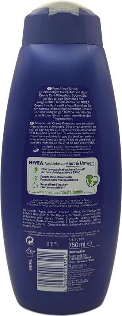 Nivea Creme Care Cremebad, Badezusatz, 1er Pack