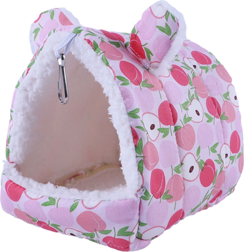 Gemütliches Hamsternest, halbgeschlossen, mit Haken zum Aufhängen, bequemes Haustierbett mit Cartoon-Aufdruck für kaltes Wetter