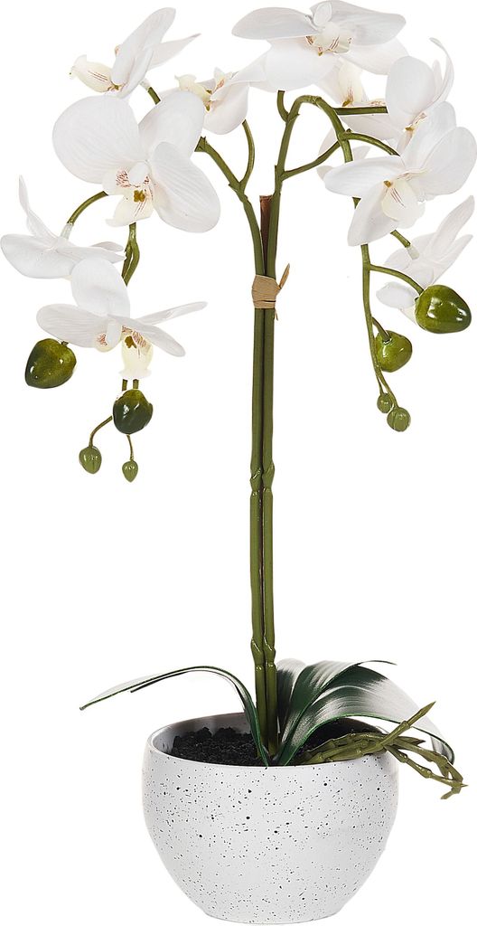 BELIANI Kunstpflanze Orchidee Weiß u. Grün 42 cm im Blumentopf Künstlich Indoor Dekoration Wohnaccessoires