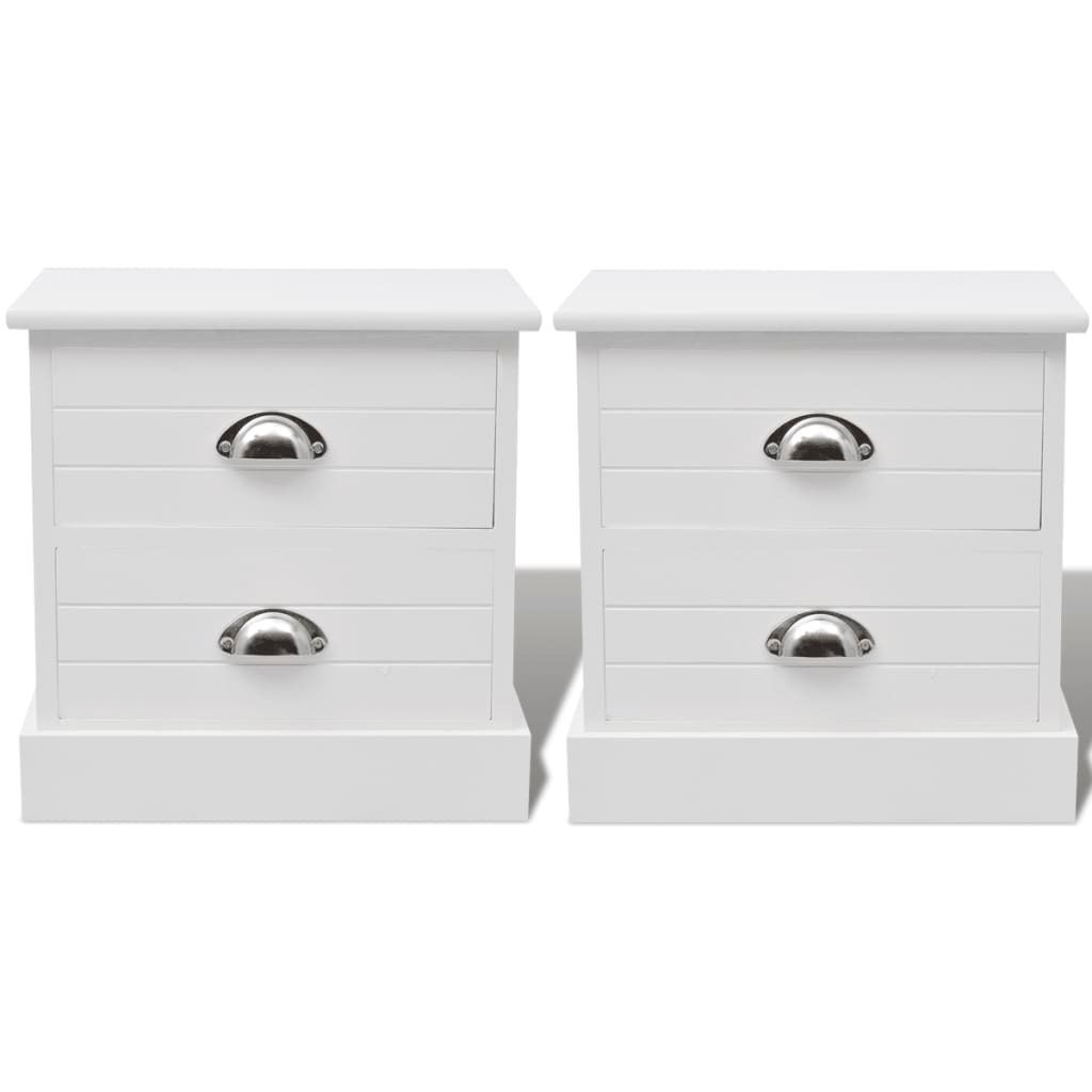 "2026 Aktion"2er Set Nachttisch Modernes - Nightstand/Nachtschrank für Schlafzimmer - Französischer Stil Weiß DEMöbel 7098596