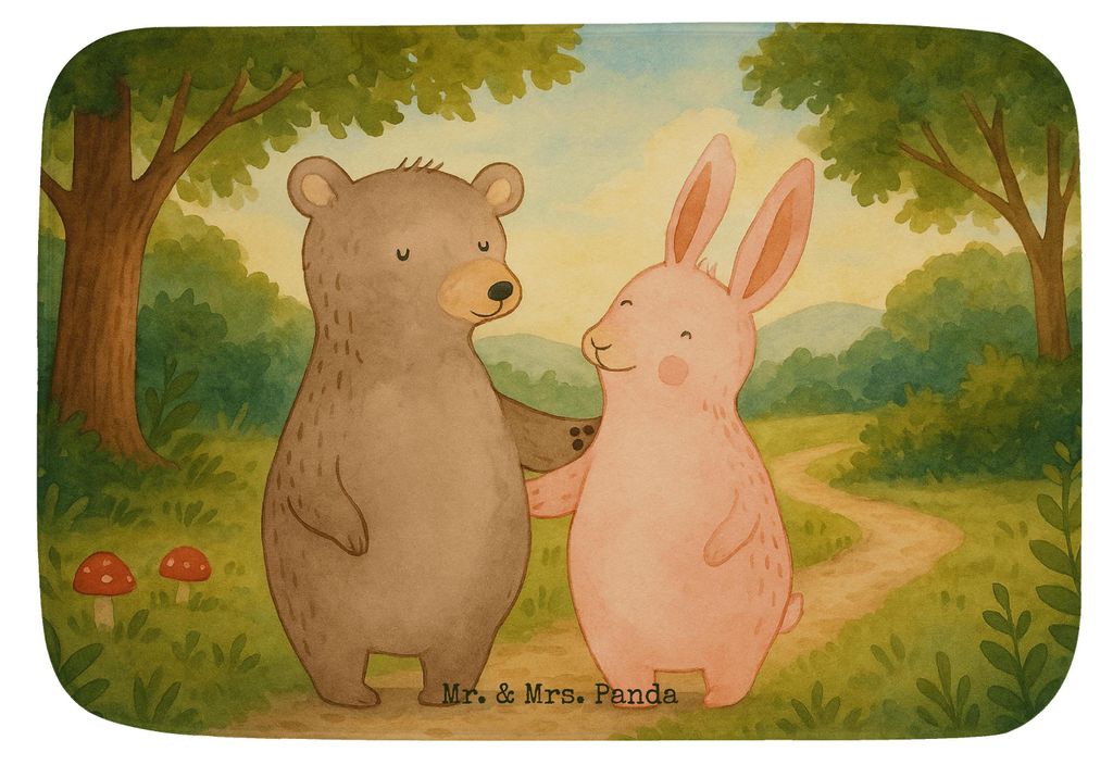 Mr. & Mrs. Panda Bad Fußmatte Bär und Hase Umarmen Design - Weiß - Geschenk, Badematte, Best Friends, Badezimmer Matte, Badläufer, duschmatte, ...